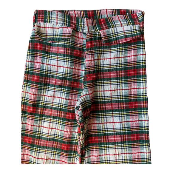 Vintage Handmade Red, Green Plaid high rise wide leg cuffed pants size medium - Picture 9 of 16
